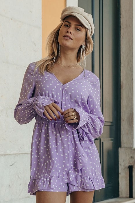 CHYNA DOTS LONGSLEEVE PLAYSUIT WOMEN LILAC 1