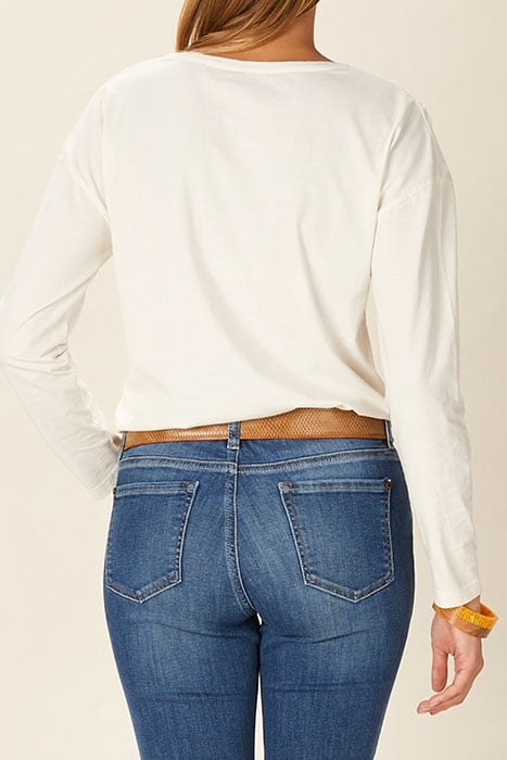 V-NECK LOOSE TEE LS + DECO WHITE 4