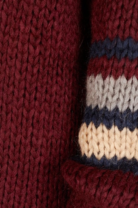 LOOSE CARDI STRIPED LS RED 5