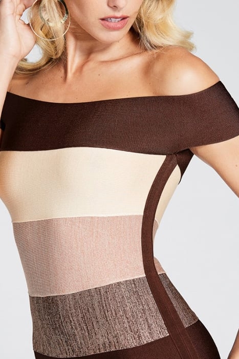 BLISSFUL OMBRE BANDAGE DRESS STRIPES ROSE 7