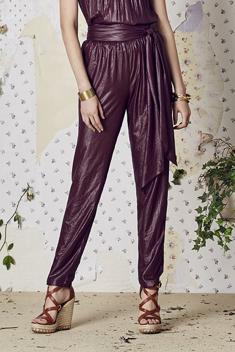 LAMINATED CHIFFON TROUSERS WITH LACE CIRUELA 2