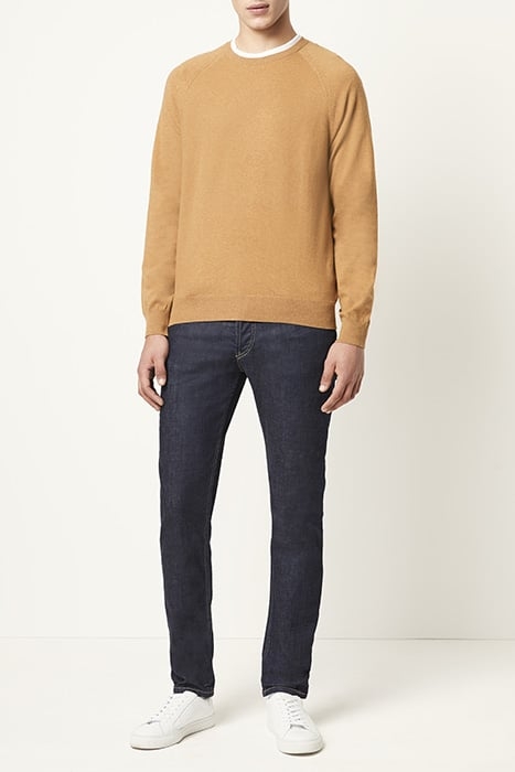 STRETCH COTTON CREW NECK JUMPER CAMEL MELANGE 4