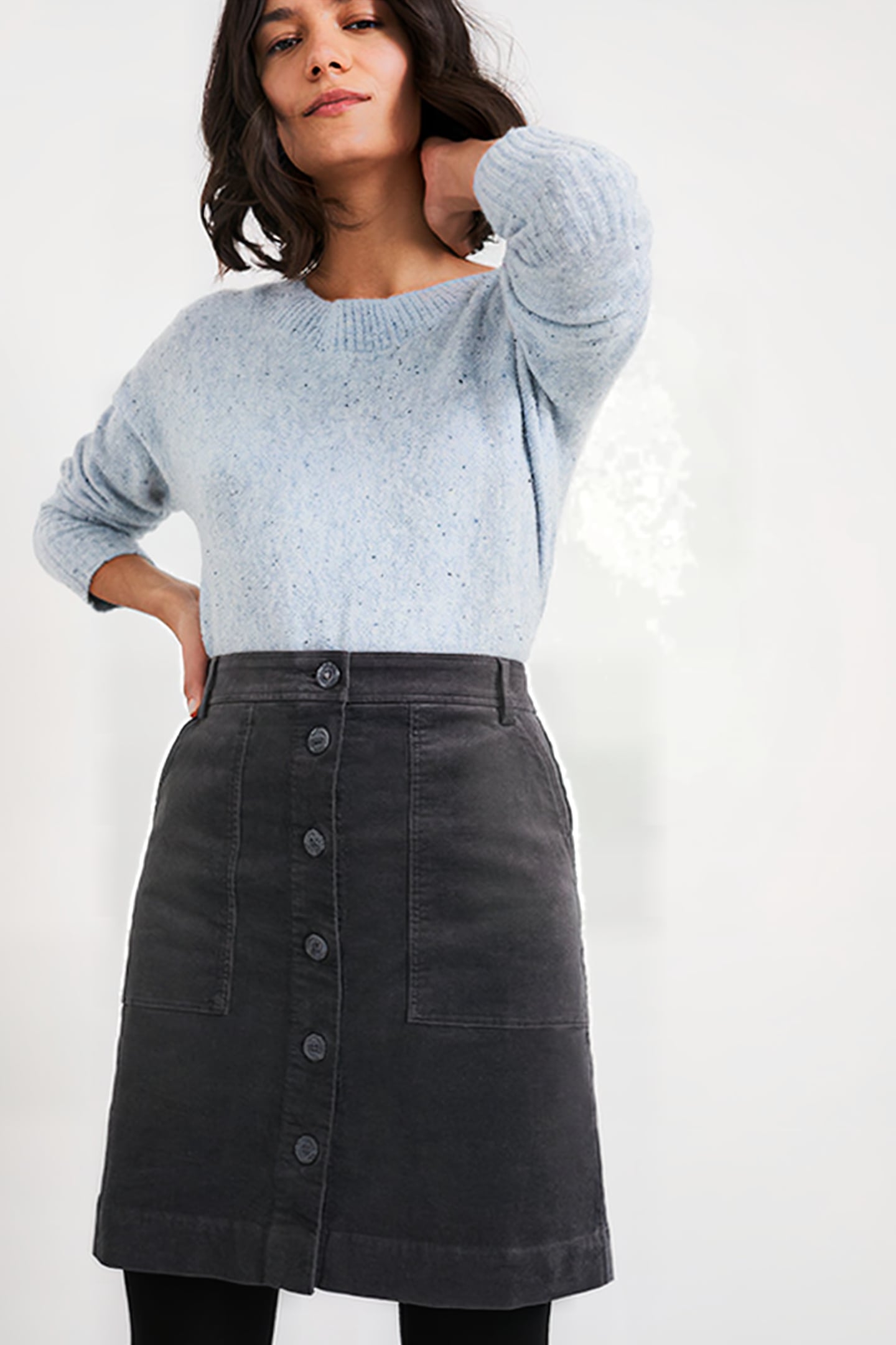 CANTERBURY ORGANIC CORD SKIRT MID GREY 4