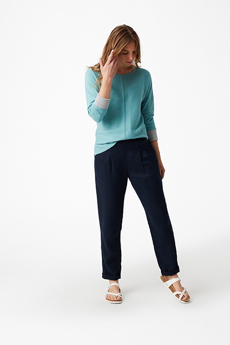 MAISON LINEN TROUSER TRUE NAVY PLAIN 1