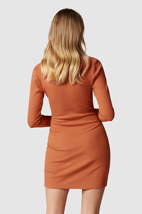 TARA RUCHED SHIRT JERSEY DRESS RUST 4