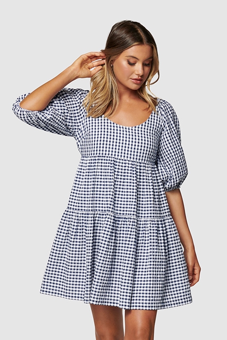 RUBI COTTON BABYDOLL DRESS BLACK & WHITE GINGHAM 2