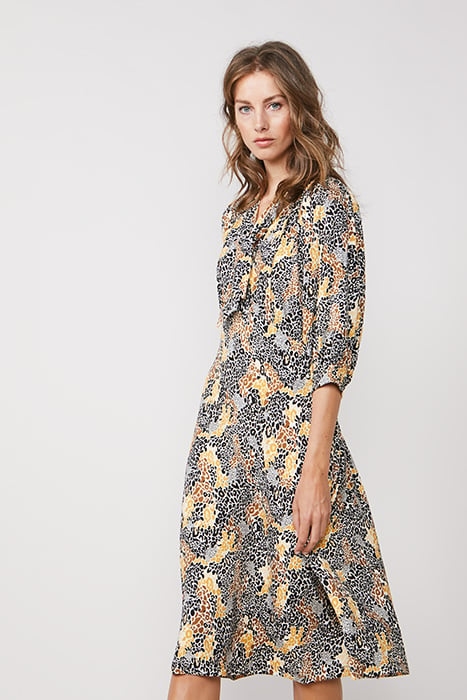 DRESS COLOURFUL ANIMAL PRINT BRIGHT OCHRE 4