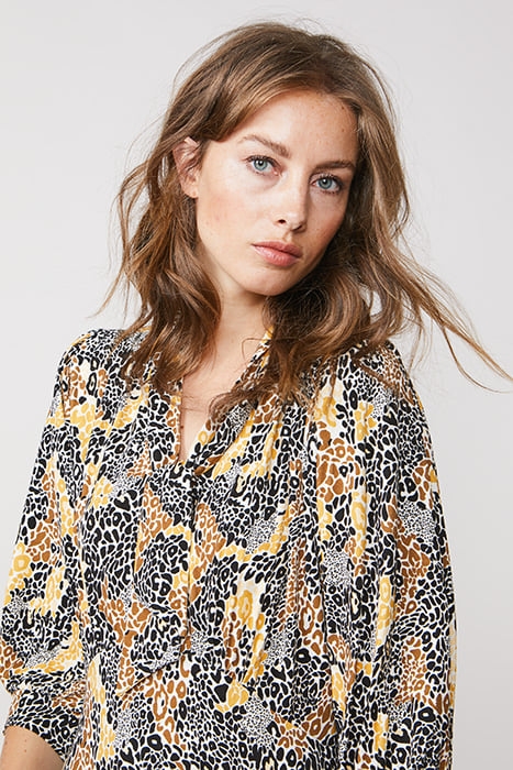 DRESS COLOURFUL ANIMAL PRINT BRIGHT OCHRE 7