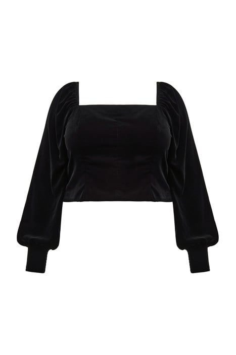 HAZEL CURVE VELVET JOSEPHINE TOP BLACK 1