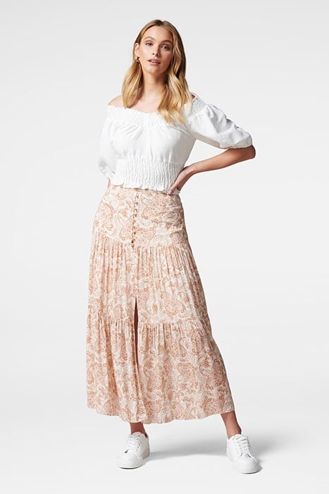 SIENNA SHIRRED BARDOT TOP PORCELAIN PORCELAIN 5