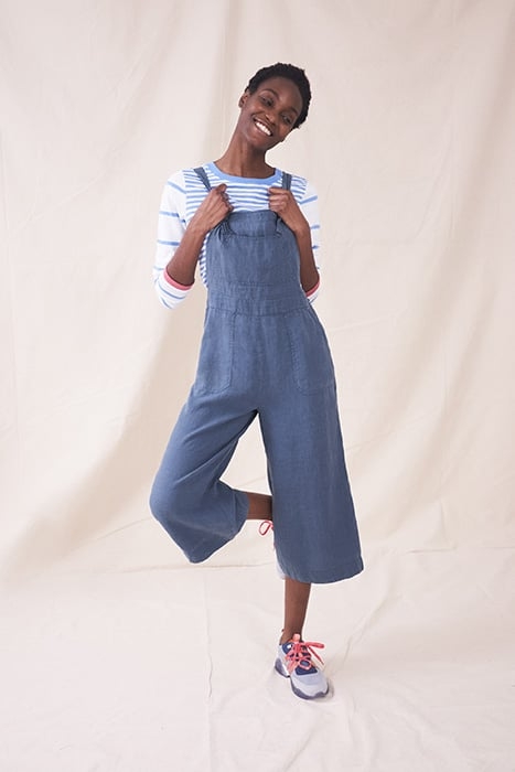 DEBBIE LINEN DUNGAREE MID BLUE 3
