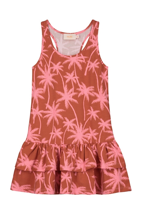GIRLS SAMOA DRESS VACATION PALM SPICE ROUTE BROWN 1