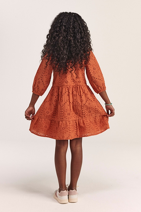 GIRLS TUSCANY DRESS BRODERIE ANGLAISE SPICE ROUTE BROWN 4