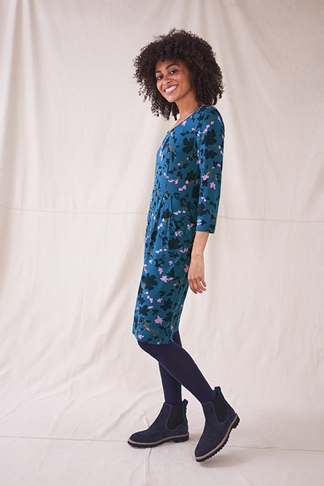 TESS ECO VERO JERSEY DRESS BLUE MULTI 2