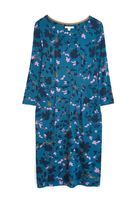TESS ECO VERO JERSEY DRESS BLUE MULTI 1