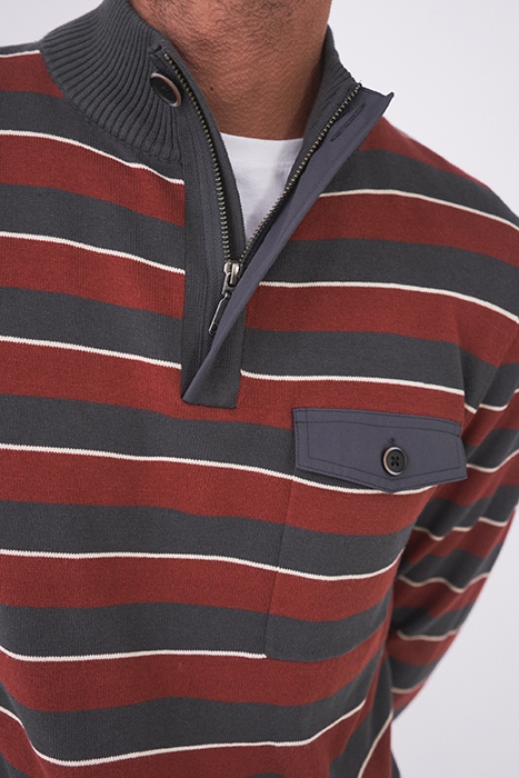 BRIAR FUNNEL NECK STRIPE CHARCOAL GREY 4