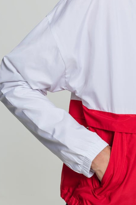 LADIES 3-TONE OVERSIZE WINDBREAKER NAVY/WHITE/FIRE RED 8