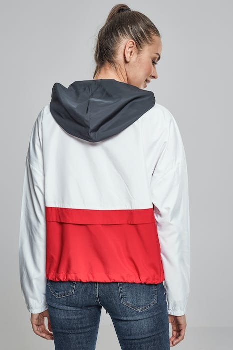 LADIES 3-TONE OVERSIZE WINDBREAKER NAVY/WHITE/FIRE RED 2