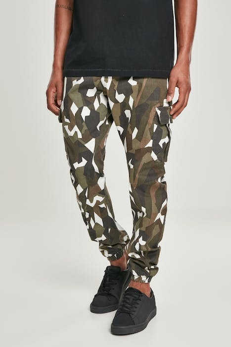 GEOMETRIC CAMO STRETCH TWILL CARGO PANTS WOOD CAMO 2