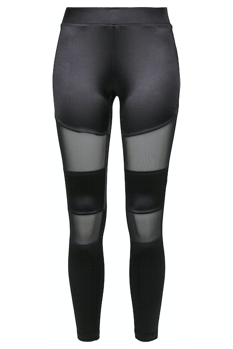 LADIES SHINY TECH MESH LEGGINGS BLACK 1