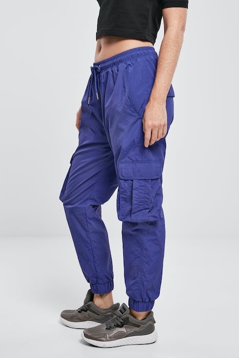 LADIES HIGH WAIST CRINKLE NYLON CARGO PANTS BLUEPURPLE 6