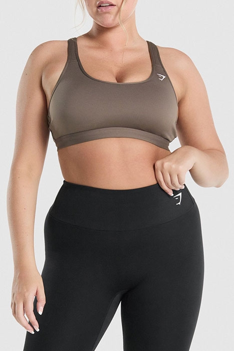 GYMSHARK SCOOP NECK SPORTS BRA - BROWN 1