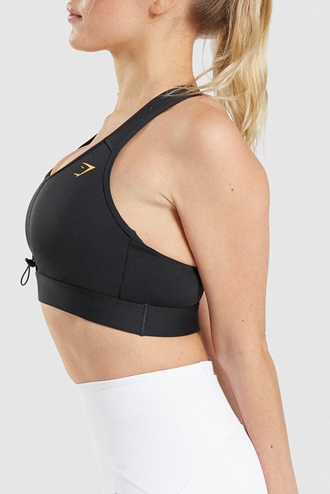 GYMSHARK PULSE SPORTS BRA - BLACK/APRICOT ORANGE 3