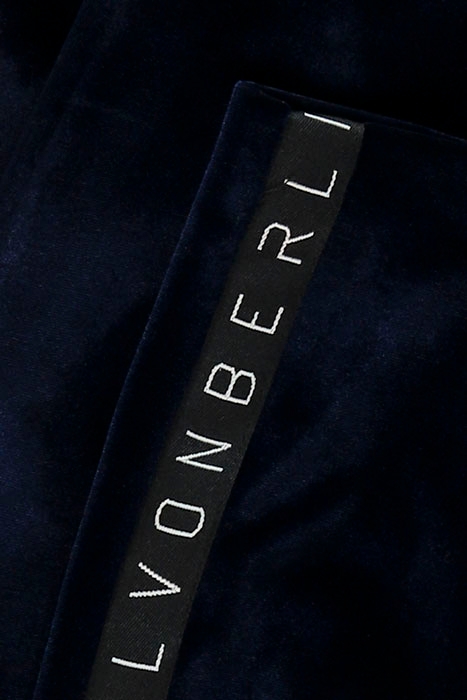 WOMEN'S LOGO VELVET JERSEY SKINNY PANTS NAVY 3