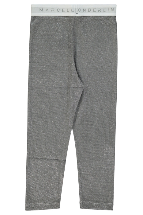 WOMAN'S GLITTER LEGGINS SILVER WITH LOGO TAPE WHITE SILVER 2