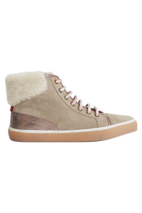 LACE UP SHEARLING HIGH TOP MID TAN 1