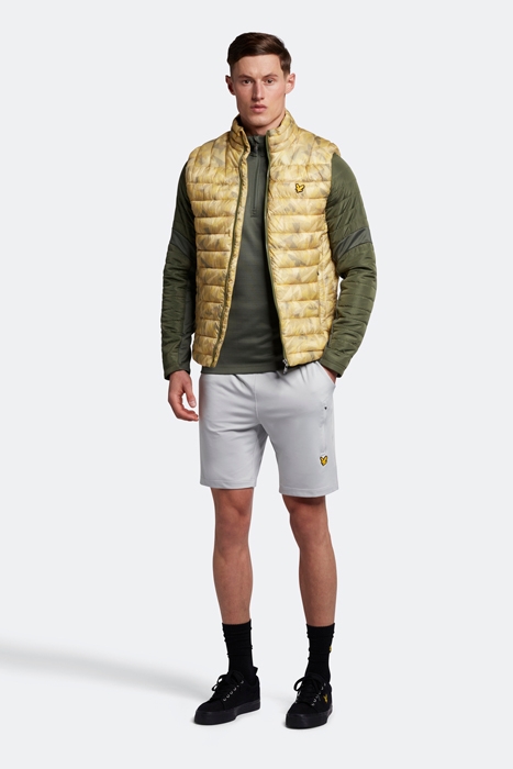 LIGHTWEIGHT QUILTED COLLAR GILET BAY GREEN PRINT 3