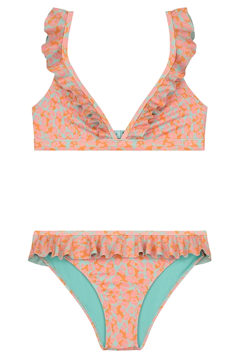 GIRLS BELLA BIKINI SET TROPICAL TIGER AQUA SKY BLUE 1
