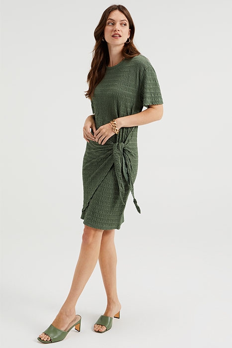 LADIES TEXTURED WRAP DRESS SEA GREEN 2