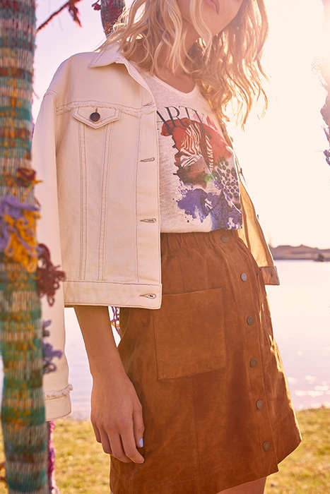 JAMES - SHORT COGNAC SUEDE SKIRT COGNAC 5