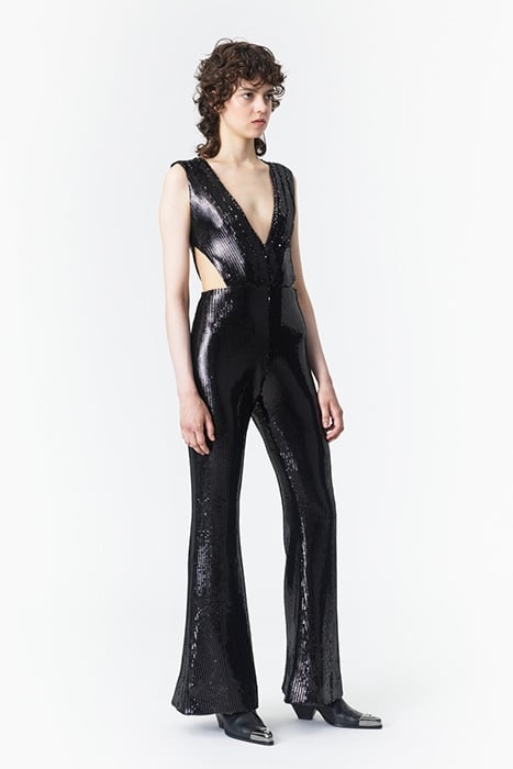 WOMEN‘S SEQUIN CUT-OUT OVERALL BLACK 3