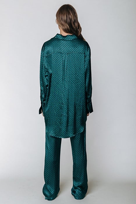 JADA ALLOVER CR SATIN STRAIGHT PANTS DARK GREEN 2