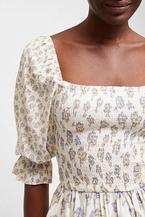 DORIA SMOCK BALLOON SLV TOP SUMMER WHITE MULTI 3