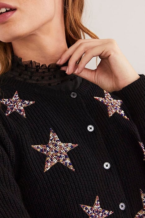 EMBELLISHED RIBBED CARDIGAN BLK 4