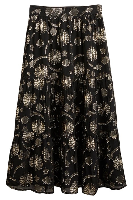 TIERED MIDI SKIRT BLK 5