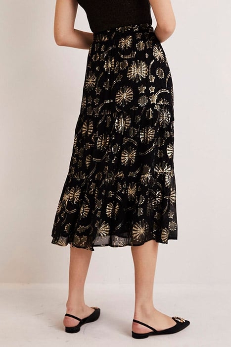 TIERED MIDI SKIRT BLK 2