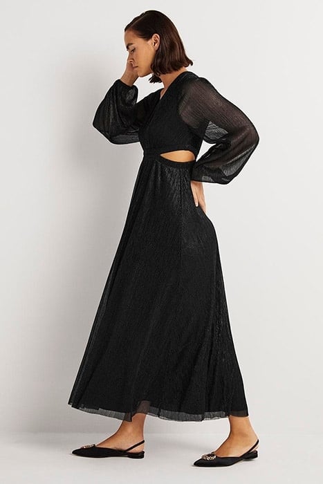 METALLIC CUT-OUT MAXI DRESS BLK 4