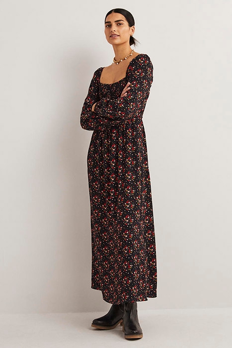 SQUARE NECK SMOCKED MAXI DRESS BLK 3