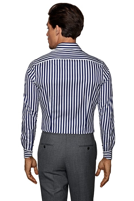 NAVY STRIPED TWILL EXTRA SLIM FIT SHIRT 3