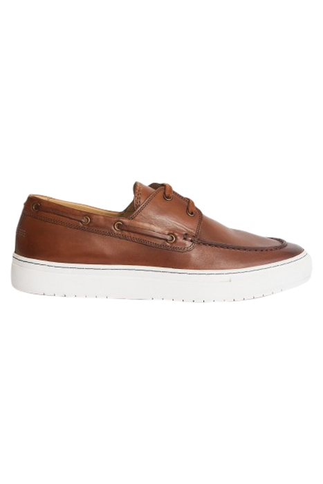 LIAM LEATHER CUPSOLE BOAT SHOE MID BROWN 1
