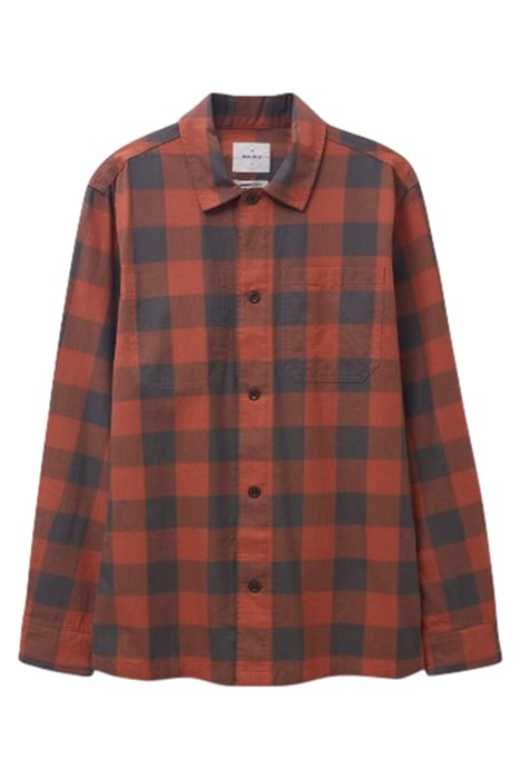 BUFFALO TWILL CHECK SHIRT MID RED 1