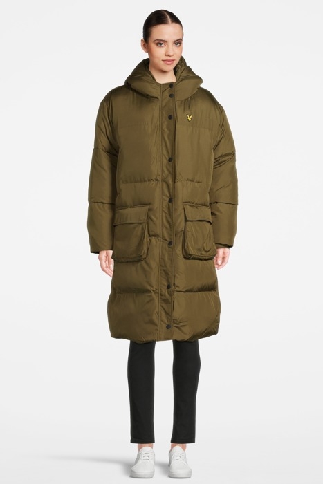 LONGLINE HOODED PUFFER JACKET W799 DEEP OLIVE 1