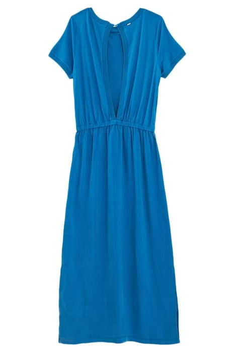 WOMEN’S BLUE CUPRO VISCOSE MIDI DRESS WITH BACK OPENING 2