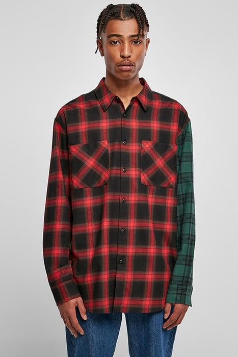 OVERSIZED MIX CHECK SHIRT BLACK/RED/GREEN 2