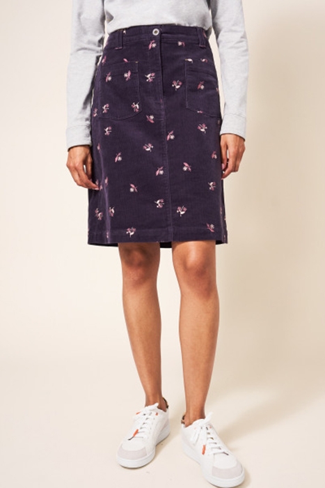 MELODY EMBROIDERED CORD SKIRT PURPLE 2