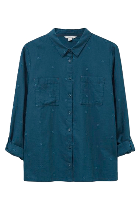 EMILIA ORGANIC COTTON SHIRT TEAL MULTI 1